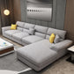 Contemporary Reversible Chaise Sofa with Pillows Flared Arm Sofa Grey Cotton Blend Latex Clearhalo 'furn' 'furn_sectionals' 'Furniture' 'furniture_sectionals' 'kitchen' 'kitchen_sectionals' 'Living Room Furniture' 'Sectionals' 4773997