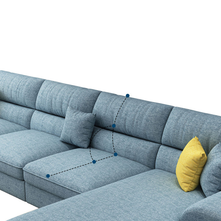 Contemporary Reversible Chaise Sofa with Pillows Flared Arm Sofa Clearhalo 'furn' 'furn_sectionals' 'Furniture' 'furniture_sectionals' 'kitchen' 'kitchen_sectionals' 'Living Room Furniture' 'Sectionals' 4774007