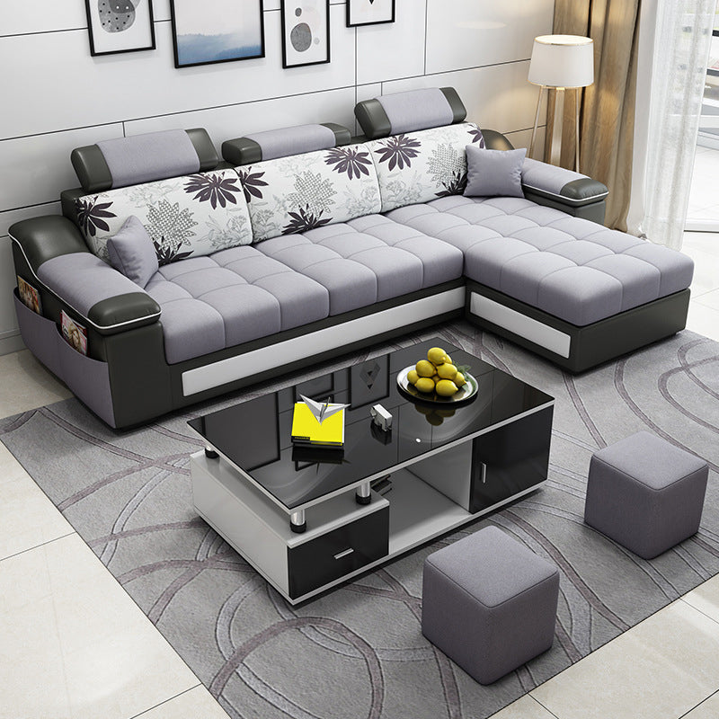 Pillow Top Arm Modular Settee Furniture 3-seater Sofa and Chaise with Pillows Violet Clearhalo 'furn' 'furn_sectionals' 'Furniture' 'furniture_sectionals' 'kitchen' 'kitchen_sectionals' 'Living Room Furniture' 'Sectionals' 4774017
