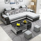 Pillow Top Arm Modular Settee Furniture 3-seater Sofa and Chaise with Pillows Light Grey Clearhalo 'furn' 'furn_sectionals' 'Furniture' 'furniture_sectionals' 'kitchen' 'kitchen_sectionals' 'Living Room Furniture' 'Sectionals' 4774029