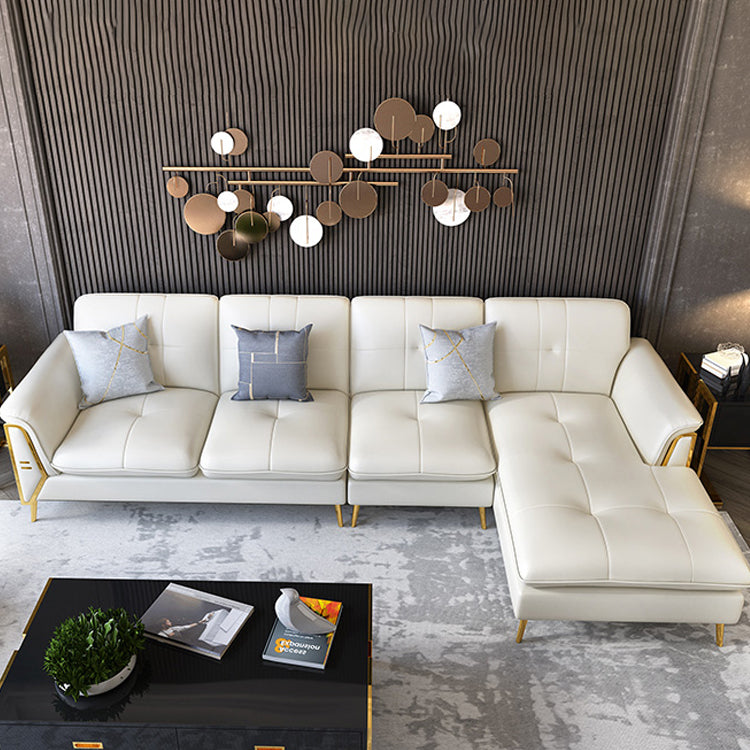 Contemporary Biscuit Back Sofa with Flared Arm for Apartment 36.61" Clearhalo 'furn' 'furn_sectionals' 'Furniture' 'furniture_sectionals' 'kitchen' 'kitchen_sectionals' 'Living Room Furniture' 'Sectionals' 4774047