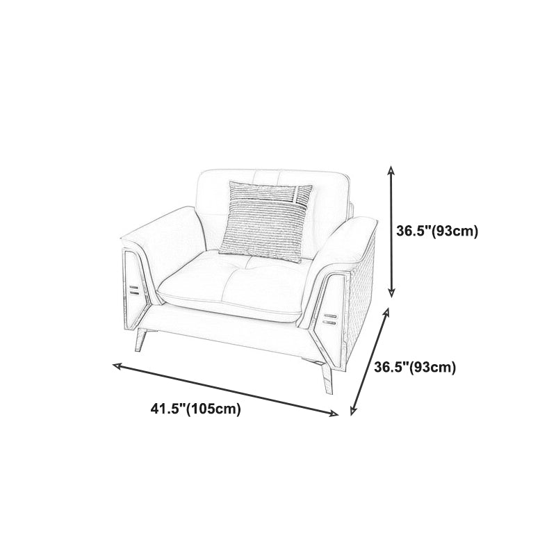 Contemporary Biscuit Back Sofa with Flared Arm for Apartment 36.61" Clearhalo 'furn' 'furn_sectionals' 'Furniture' 'furniture_sectionals' 'kitchen' 'kitchen_sectionals' 'Living Room Furniture' 'Sectionals' 4774048