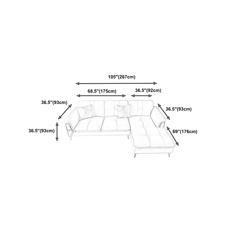 Contemporary Biscuit Back Sofa with Flared Arm for Apartment 36.61" Clearhalo 'furn' 'furn_sectionals' 'Furniture' 'furniture_sectionals' 'kitchen' 'kitchen_sectionals' 'Living Room Furniture' 'Sectionals' 4774052