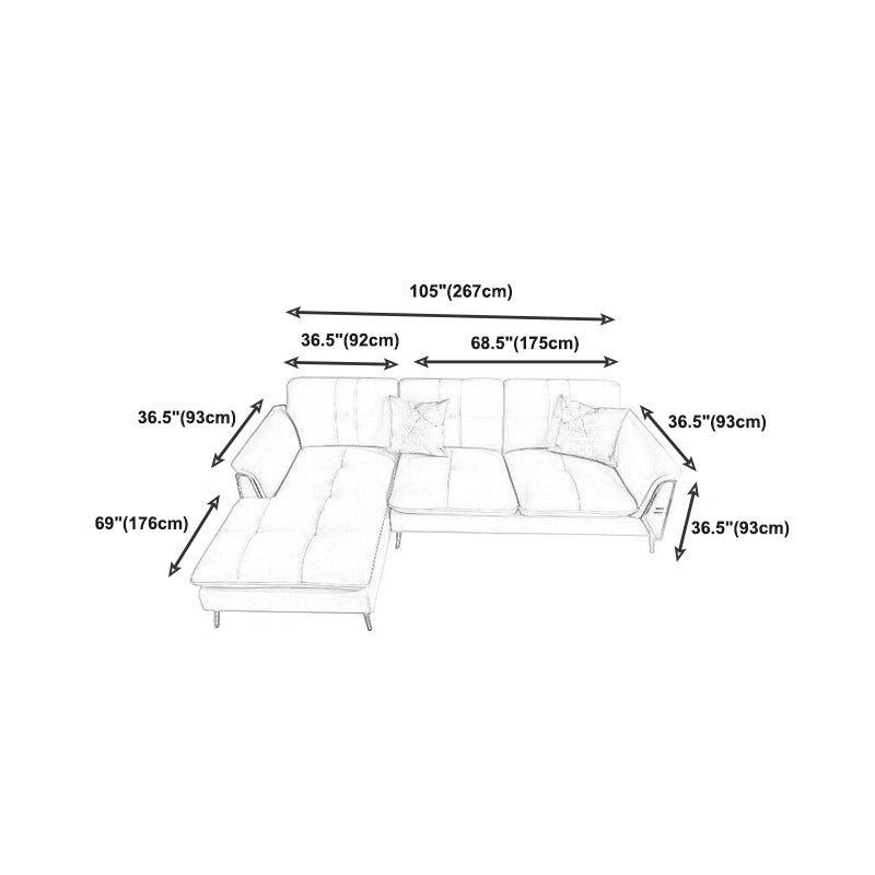 Contemporary Biscuit Back Sofa with Flared Arm for Apartment 36.61" Clearhalo 'furn' 'furn_sectionals' 'Furniture' 'furniture_sectionals' 'kitchen' 'kitchen_sectionals' 'Living Room Furniture' 'Sectionals' 4774053
