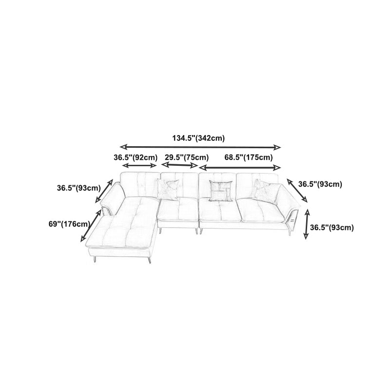 Contemporary Biscuit Back Sofa with Flared Arm for Apartment 36.61" Clearhalo 'furn' 'furn_sectionals' 'Furniture' 'furniture_sectionals' 'kitchen' 'kitchen_sectionals' 'Living Room Furniture' 'Sectionals' 4774055