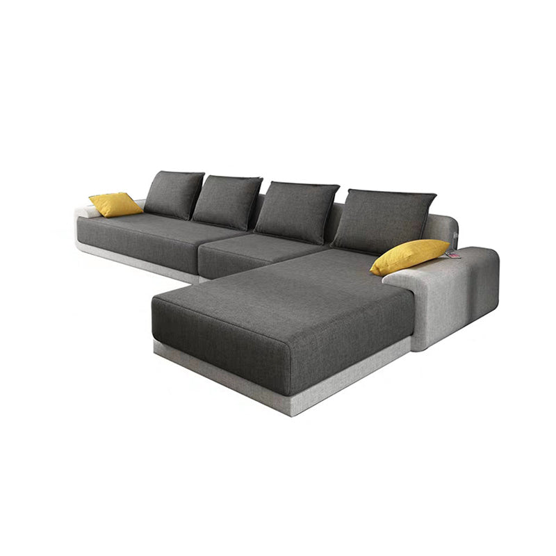 Contemporary Loose Back Removable Cushions Sofa with Reversible Chaise for Living Room Clearhalo 'furn' 'furn_sectionals' 'Furniture' 'furniture_sectionals' 'kitchen' 'kitchen_sectionals' 'Living Room Furniture' 'Sectionals' 4774062