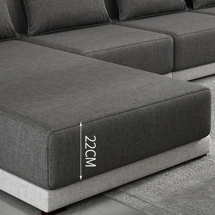 Contemporary Loose Back Removable Cushions Sofa with Reversible Chaise for Living Room Clearhalo 'furn' 'furn_sectionals' 'Furniture' 'furniture_sectionals' 'kitchen' 'kitchen_sectionals' 'Living Room Furniture' 'Sectionals' 4774065