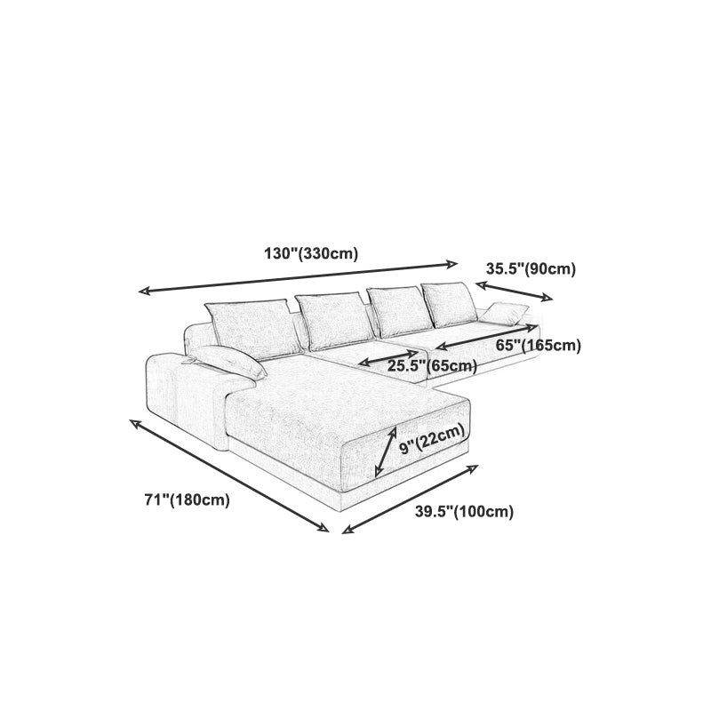 Contemporary Loose Back Removable Cushions Sofa with Reversible Chaise for Living Room Clearhalo 'furn' 'furn_sectionals' 'Furniture' 'furniture_sectionals' 'kitchen' 'kitchen_sectionals' 'Living Room Furniture' 'Sectionals' 4774072