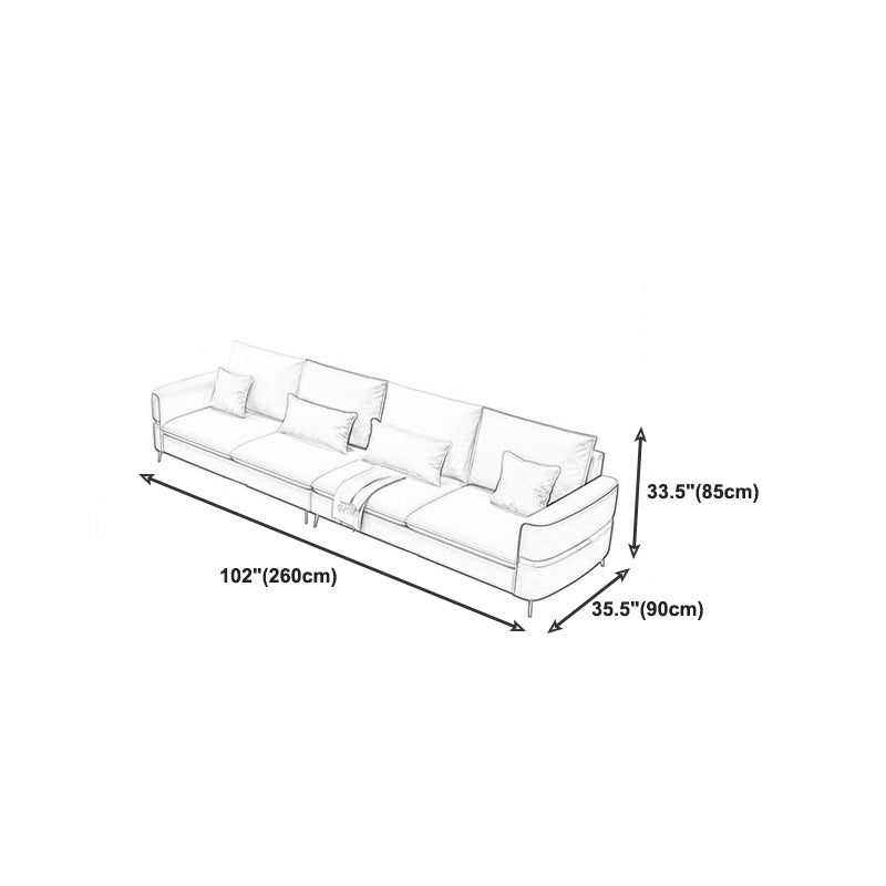 Contemporary Recessed Arm Sofa with Pillows Back and Golden Legs Clearhalo 'furn' 'furn_sectionals' 'Furniture' 'furniture_sectionals' 'kitchen' 'kitchen_sectionals' 'Living Room Furniture' 'Sectionals' 4774093