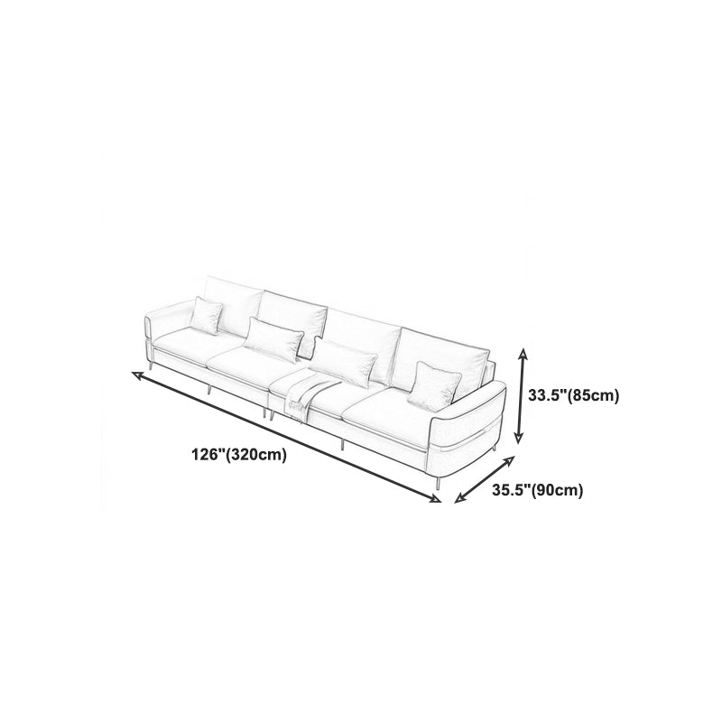 Contemporary Recessed Arm Sofa with Pillows Back and Golden Legs Clearhalo 'furn' 'furn_sectionals' 'Furniture' 'furniture_sectionals' 'kitchen' 'kitchen_sectionals' 'Living Room Furniture' 'Sectionals' 4774094