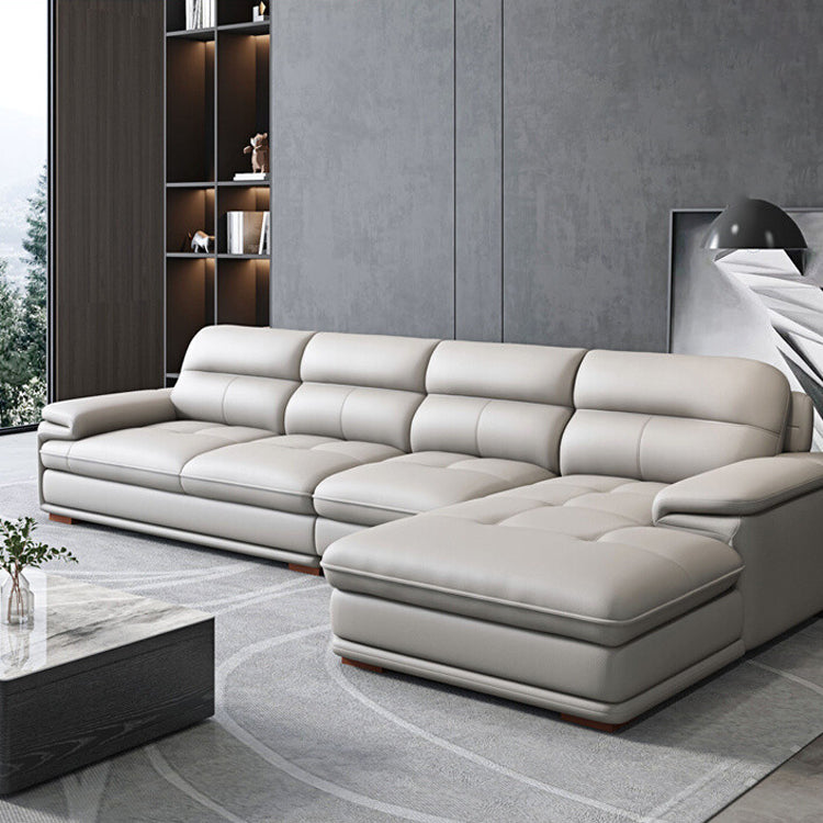 Contemporary Pillow Top Arms Sectional with Cushion Back 35.43" for Living Room 142"L x 67"W x 35"H Genuine Leather Clearhalo 'furn' 'furn_sectionals' 'Furniture' 'furniture_sectionals' 'kitchen' 'kitchen_sectionals' 'Living Room Furniture' 'Sectionals' 4774099