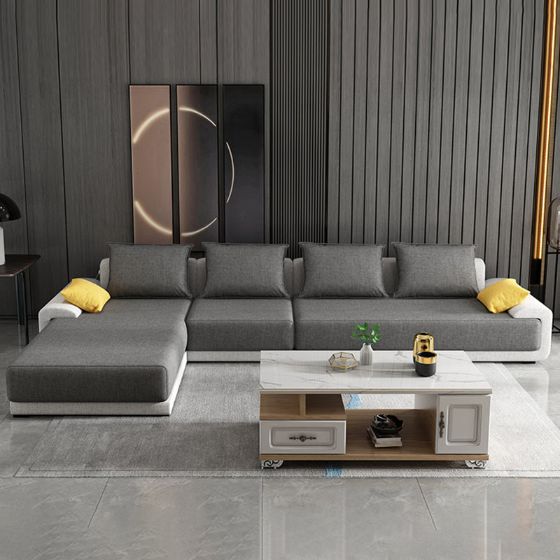 Contemporary Loose Back Removable Cushions Sofa with Reversible Chaise Clearhalo 'furn' 'furn_sectionals' 'Furniture' 'furniture_sectionals' 'kitchen' 'kitchen_sectionals' 'Living Room Furniture' 'Sectionals' 4774113