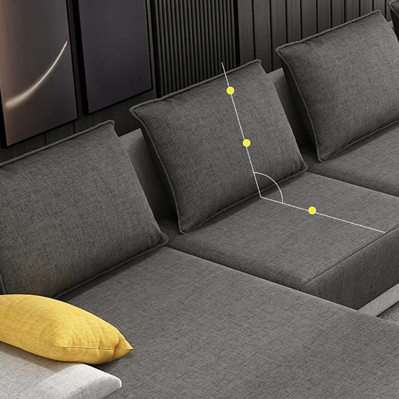 Contemporary Loose Back Removable Cushions Sofa with Reversible Chaise Clearhalo 'furn' 'furn_sectionals' 'Furniture' 'furniture_sectionals' 'kitchen' 'kitchen_sectionals' 'Living Room Furniture' 'Sectionals' 4774118