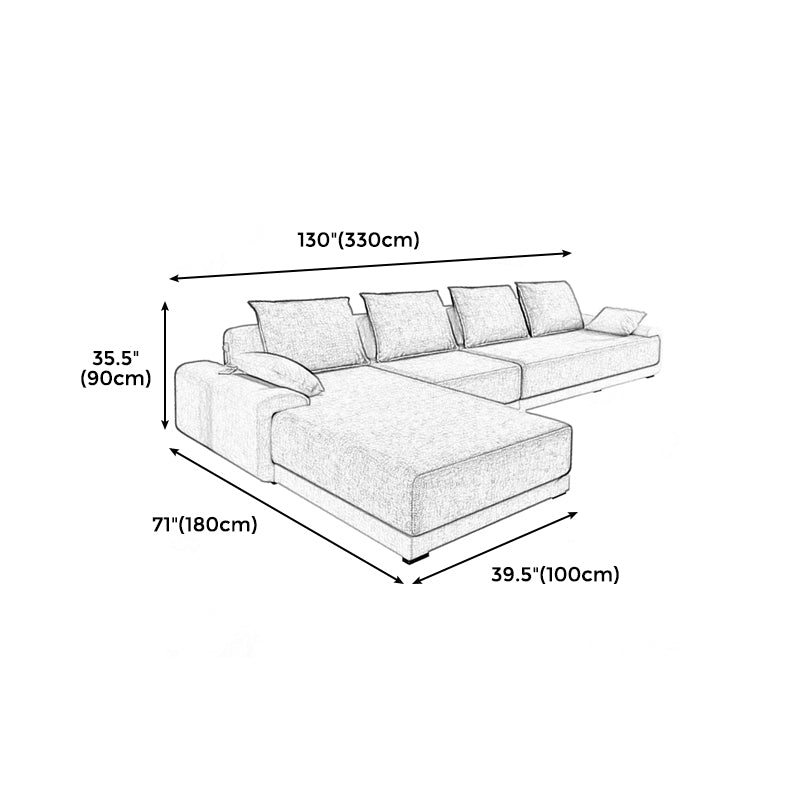 Contemporary Loose Back Removable Cushions Sofa with Reversible Chaise Clearhalo 'furn' 'furn_sectionals' 'Furniture' 'furniture_sectionals' 'kitchen' 'kitchen_sectionals' 'Living Room Furniture' 'Sectionals' 4774127