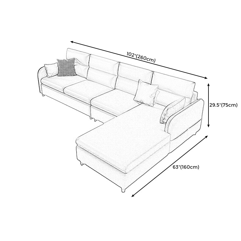 Contemporary Faux Leather Square Arm Sofa with Bolster Pillows, Stain Resistant Clearhalo 'furn' 'furn_sectionals' 'Furniture' 'furniture_sectionals' 'kitchen' 'kitchen_sectionals' 'Living Room Furniture' 'Sectionals' 4774151