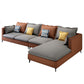 129.92" D x 70.86" W x 35.43" H Faux Leather Square Arm Sofa with Bolster Pillows Orange-Gray Left Sponge Clearhalo 'furn' 'furn_sectionals' 'Furniture' 'furniture_sectionals' 'kitchen' 'kitchen_sectionals' 'Living Room Furniture' 'Sectionals' 4774156