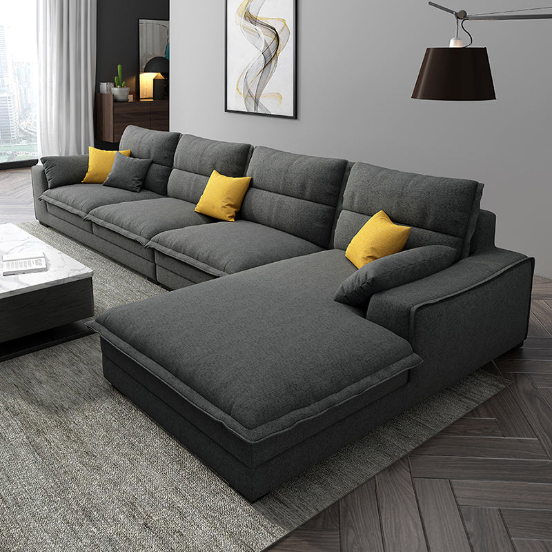 Contemporary Removable Cushions Slipcovered Sofa with Reversible Chaise for Living Room Dark Gray Foam Clearhalo 'furn' 'furn_sectionals' 'Furniture' 'furniture_sectionals' 'kitchen' 'kitchen_sectionals' 'Living Room Furniture' 'Sectionals' 4774161