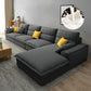Contemporary Removable Cushions Slipcovered Sofa with Reversible Chaise for Living Room Grey Clearhalo 'furn' 'furn_sectionals' 'Furniture' 'furniture_sectionals' 'kitchen' 'kitchen_sectionals' 'Living Room Furniture' 'Sectionals' 4774162