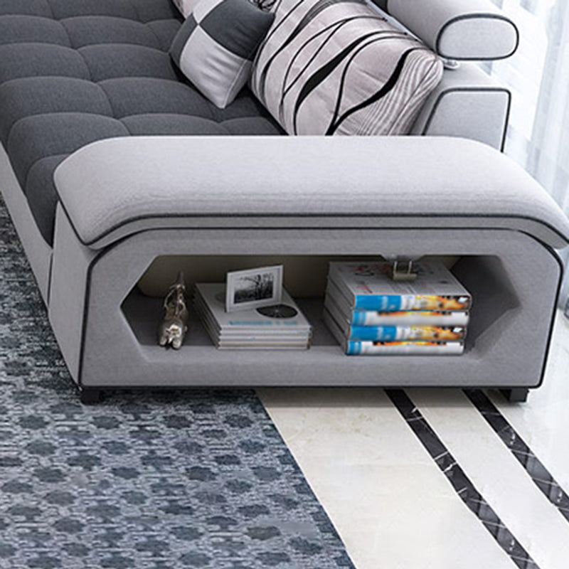 Contemporary Pillow Top Arm Sofa with Storage Adjustable Backrest Pillow Sofa Clearhalo 'furn' 'furn_sectionals' 'Furniture' 'furniture_sectionals' 'kitchen' 'kitchen_sectionals' 'Living Room Furniture' 'Sectionals' 4774179