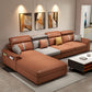 Modern Pillow Top Arm Sofa with Adjustable Bolster Pillows and Storage Bag 110"L x 71"W x 37"H Orange Faux Leather Clearhalo 'furn' 'furn_sectionals' 'Furniture' 'furniture_sectionals' 'kitchen' 'kitchen_sectionals' 'Living Room Furniture' 'Sectionals' 4774194