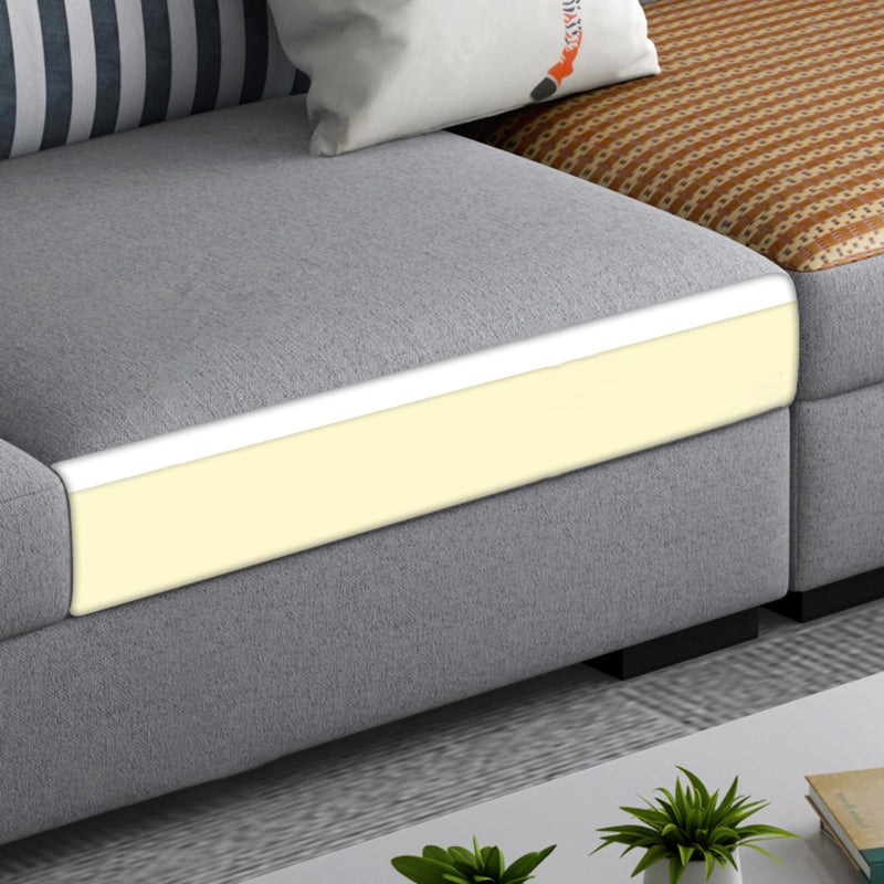 34.6"H Modern Linen/Faux Leather Square Arm Sofa& Chaise Lounge for Living Room Clearhalo 'furn' 'furn_sectionals' 'Furniture' 'furniture_sectionals' 'kitchen' 'kitchen_sectionals' 'Living Room Furniture' 'Sectionals' 4774237