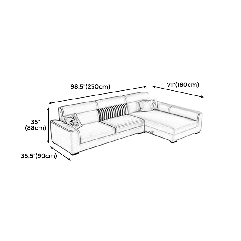 34.6"H Modern Linen/Faux Leather Square Arm Sofa& Chaise Lounge for Living Room Clearhalo 'furn' 'furn_sectionals' 'Furniture' 'furniture_sectionals' 'kitchen' 'kitchen_sectionals' 'Living Room Furniture' 'Sectionals' 4774238