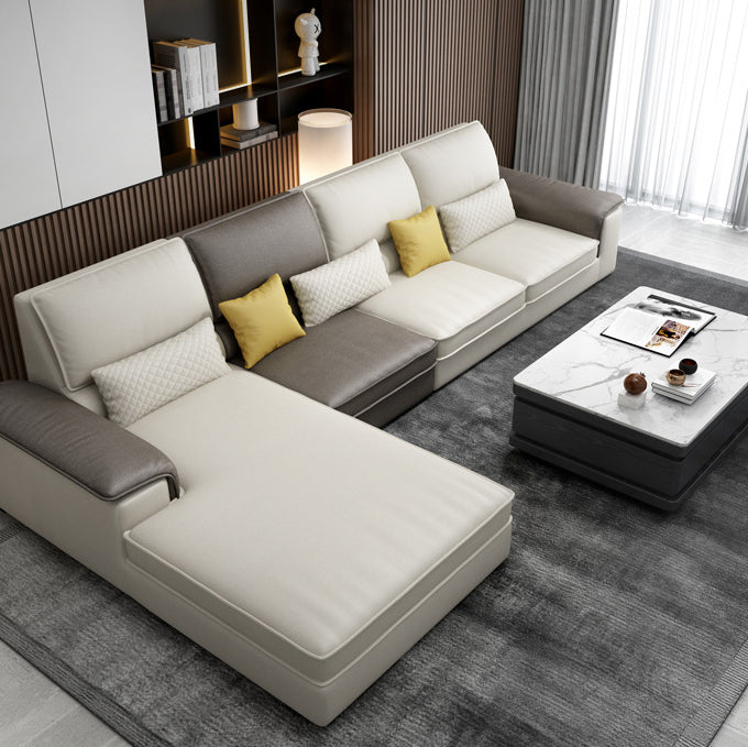 Assembled 3-seater Sofa and Chaise Recessed Arm Settee Furniture Clearhalo 'furn' 'furn_sectionals' 'Furniture' 'furniture_sectionals' 'kitchen' 'kitchen_sectionals' 'Living Room Furniture' 'Sectionals' 4774261