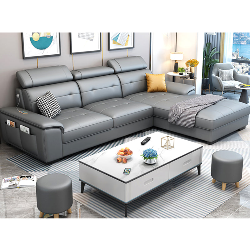 Waterproof Linen Pillow Top Arm Sofa with Adjustable Bolster Pillows and Storage Bag 103"L x 71"W x 39"H Latex Clearhalo 'furn' 'furn_sectionals' 'Furniture' 'furniture_sectionals' 'kitchen' 'kitchen_sectionals' 'Living Room Furniture' 'Sectionals' 4774277