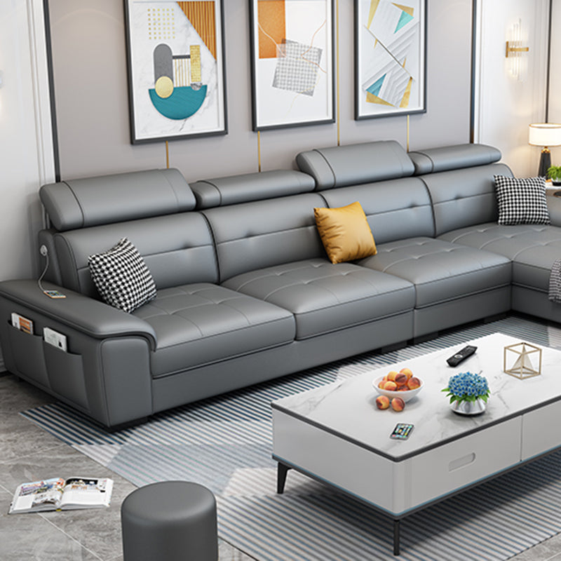 Waterproof Linen Pillow Top Arm Sofa with Adjustable Bolster Pillows and Storage Bag Clearhalo 'furn' 'furn_sectionals' 'Furniture' 'furniture_sectionals' 'kitchen' 'kitchen_sectionals' 'Living Room Furniture' 'Sectionals' 4774284