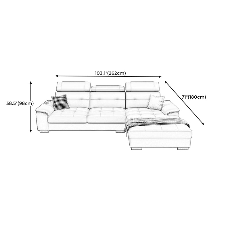 Waterproof Linen Pillow Top Arm Sofa with Adjustable Bolster Pillows and Storage Bag Clearhalo 'furn' 'furn_sectionals' 'Furniture' 'furniture_sectionals' 'kitchen' 'kitchen_sectionals' 'Living Room Furniture' 'Sectionals' 4774288