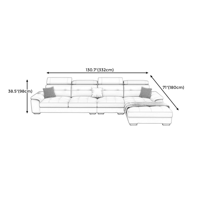 Waterproof Linen Pillow Top Arm Sofa with Adjustable Bolster Pillows and Storage Bag Clearhalo 'furn' 'furn_sectionals' 'Furniture' 'furniture_sectionals' 'kitchen' 'kitchen_sectionals' 'Living Room Furniture' 'Sectionals' 4774289
