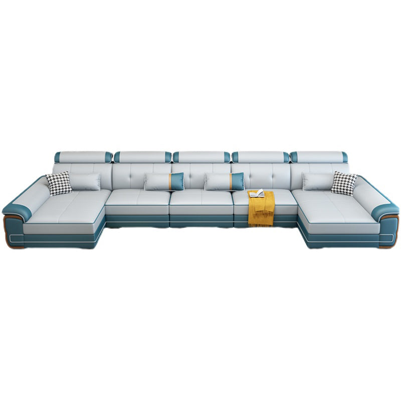 158.26" D x 70.86" W x 31.49" H Pillow Top Arm Sofa with Adjustable Bolster Pillows Clearhalo 'furn' 'furn_sectionals' 'Furniture' 'furniture_sectionals' 'kitchen' 'kitchen_sectionals' 'Living Room Furniture' 'Sectionals' 4774306