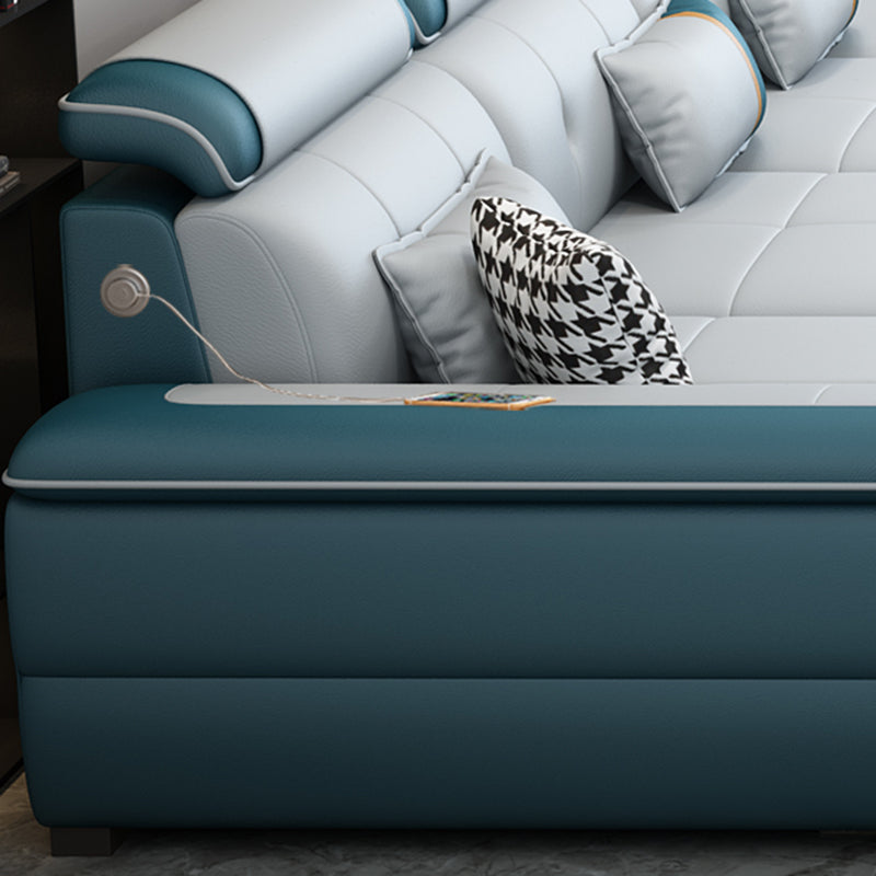 158.26" D x 70.86" W x 31.49" H Pillow Top Arm Sofa with Adjustable Bolster Pillows Clearhalo 'furn' 'furn_sectionals' 'Furniture' 'furniture_sectionals' 'kitchen' 'kitchen_sectionals' 'Living Room Furniture' 'Sectionals' 4774311