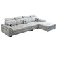 133.07" D x 70.86" W x 35.43" H Pillow Top Arm Sofa with Adjustable Bolster Pillows Grey Faux Leather Clearhalo 'furn' 'furn_sectionals' 'Furniture' 'furniture_sectionals' 'kitchen' 'kitchen_sectionals' 'Living Room Furniture' 'Sectionals' 4774333