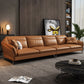 Contemporary Genuine Leather Sewn Pillow Back Sofa 35.43"High Flared Arm Sofa,Dark Brown 110"L x 37"W x 35"H Latex Clearhalo 'furn' 'furn_sectionals' 'Furniture' 'furniture_sectionals' 'kitchen' 'kitchen_sectionals' 'Living Room Furniture' 'Sectionals' 4774337