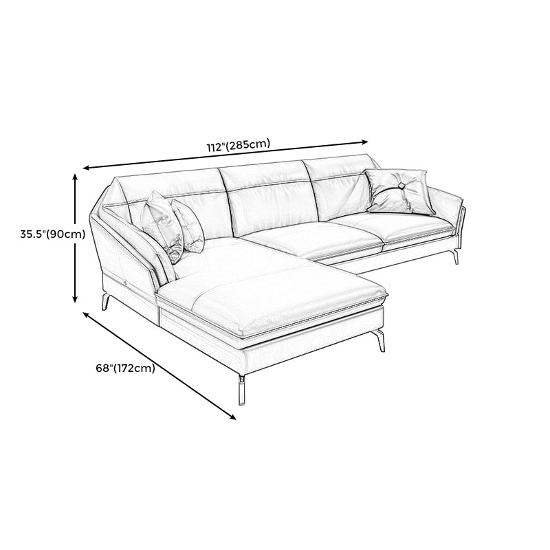 Contemporary Genuine Leather Sewn Pillow Back Sofa 35.43"High Flared Arm Sofa,Dark Brown Clearhalo 'furn' 'furn_sectionals' 'Furniture' 'furniture_sectionals' 'kitchen' 'kitchen_sectionals' 'Living Room Furniture' 'Sectionals' 4774351