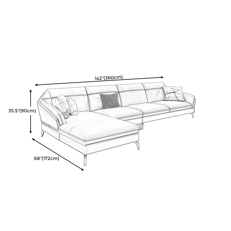Contemporary Genuine Leather Sewn Pillow Back Sofa 35.43"High Flared Arm Sofa,Dark Brown Clearhalo 'furn' 'furn_sectionals' 'Furniture' 'furniture_sectionals' 'kitchen' 'kitchen_sectionals' 'Living Room Furniture' 'Sectionals' 4774352