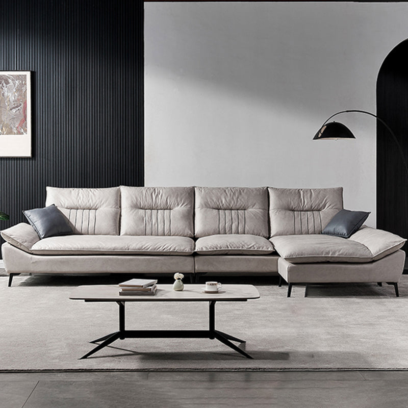 Contemporary Cushions Sofa 39.37"High Flared Arm Stain Resistant Sofa 150"L x 72"W x 39"H Faux Leather Clearhalo 'furn' 'furn_sectionals' 'Furniture' 'furniture_sectionals' 'kitchen' 'kitchen_sectionals' 'Living Room Furniture' 'Sectionals' 4774368