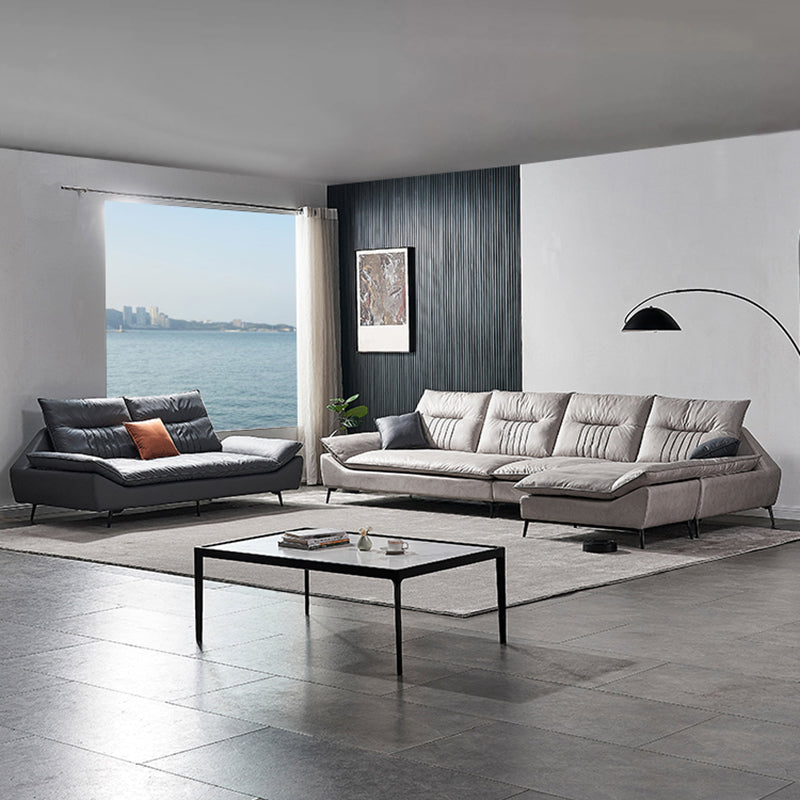 Contemporary Cushions Sofa 39.37"High Flared Arm Stain Resistant Sofa Clearhalo 'furn' 'furn_sectionals' 'Furniture' 'furniture_sectionals' 'kitchen' 'kitchen_sectionals' 'Living Room Furniture' 'Sectionals' 4774370