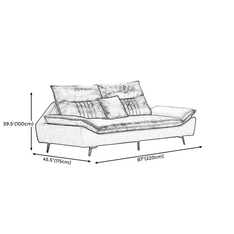Contemporary Cushions Sofa 39.37"High Flared Arm Stain Resistant Sofa Clearhalo 'furn' 'furn_sectionals' 'Furniture' 'furniture_sectionals' 'kitchen' 'kitchen_sectionals' 'Living Room Furniture' 'Sectionals' 4774379