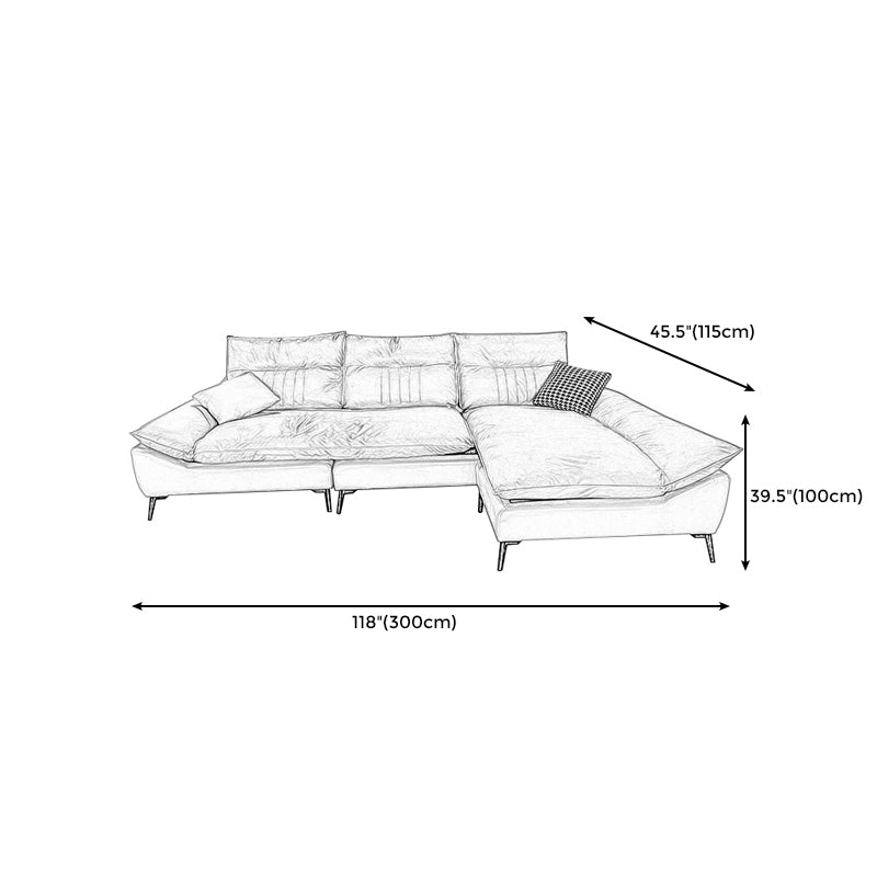 Contemporary Cushions Sofa 39.37"High Flared Arm Stain Resistant Sofa Clearhalo 'furn' 'furn_sectionals' 'Furniture' 'furniture_sectionals' 'kitchen' 'kitchen_sectionals' 'Living Room Furniture' 'Sectionals' 4774380