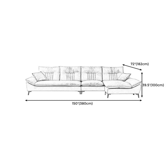 Contemporary Cushions Sofa 39.37"High Flared Arm Stain Resistant Sofa Clearhalo 'furn' 'furn_sectionals' 'Furniture' 'furniture_sectionals' 'kitchen' 'kitchen_sectionals' 'Living Room Furniture' 'Sectionals' 4774381
