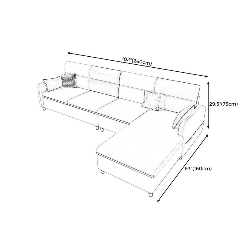 102.36" D x 62.99" W x 29.53" H Fabric Left Orientation Sofa with Storage Clearhalo 'furn' 'furn_sectionals' 'Furniture' 'furniture_sectionals' 'kitchen' 'kitchen_sectionals' 'Living Room Furniture' 'Sectionals' 4774393