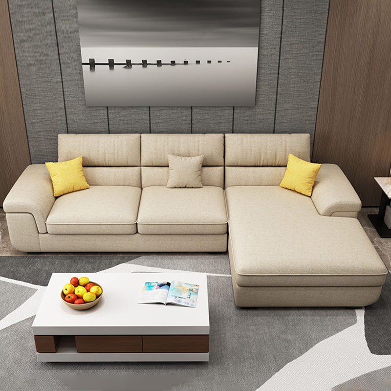 38.5"H Scandinavian Linen Flared Arm Sofa& Chaise Lounge for Living Room Clearhalo 'furn' 'furn_sectionals' 'Furniture' 'furniture_sectionals' 'kitchen' 'kitchen_sectionals' 'Living Room Furniture' 'Sectionals' 4774410