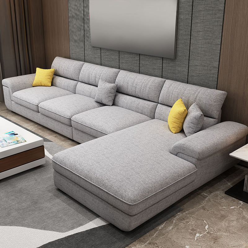 38.5"H Scandinavian Linen Flared Arm Sofa& Chaise Lounge for Living Room Light Gray Left Clearhalo 'furn' 'furn_sectionals' 'Furniture' 'furniture_sectionals' 'kitchen' 'kitchen_sectionals' 'Living Room Furniture' 'Sectionals' 4774412