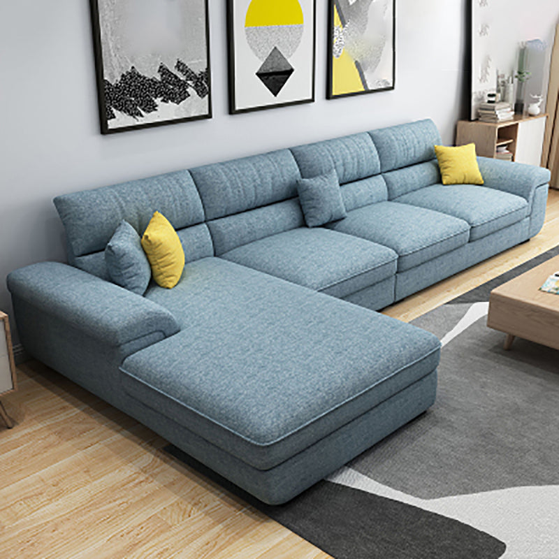 38.5"H Scandinavian Linen Flared Arm Sofa& Chaise Lounge for Living Room Light Blue Right Clearhalo 'furn' 'furn_sectionals' 'Furniture' 'furniture_sectionals' 'kitchen' 'kitchen_sectionals' 'Living Room Furniture' 'Sectionals' 4774426