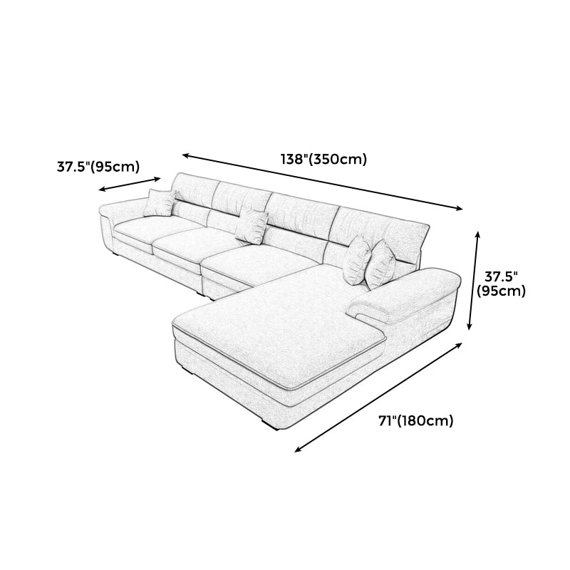 38.5"H Scandinavian Linen Flared Arm Sofa& Chaise Lounge for Living Room Clearhalo 'furn' 'furn_sectionals' 'Furniture' 'furniture_sectionals' 'kitchen' 'kitchen_sectionals' 'Living Room Furniture' 'Sectionals' 4774429