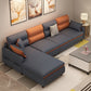 102.36" D x 62.99" W x 29.52" H Stain Resistant Faux Leather Square Arm Sofa Orange Dark Grey Clearhalo 'furn' 'furn_sectionals' 'Furniture' 'furniture_sectionals' 'kitchen' 'kitchen_sectionals' 'Living Room Furniture' 'Sectionals' 4774433