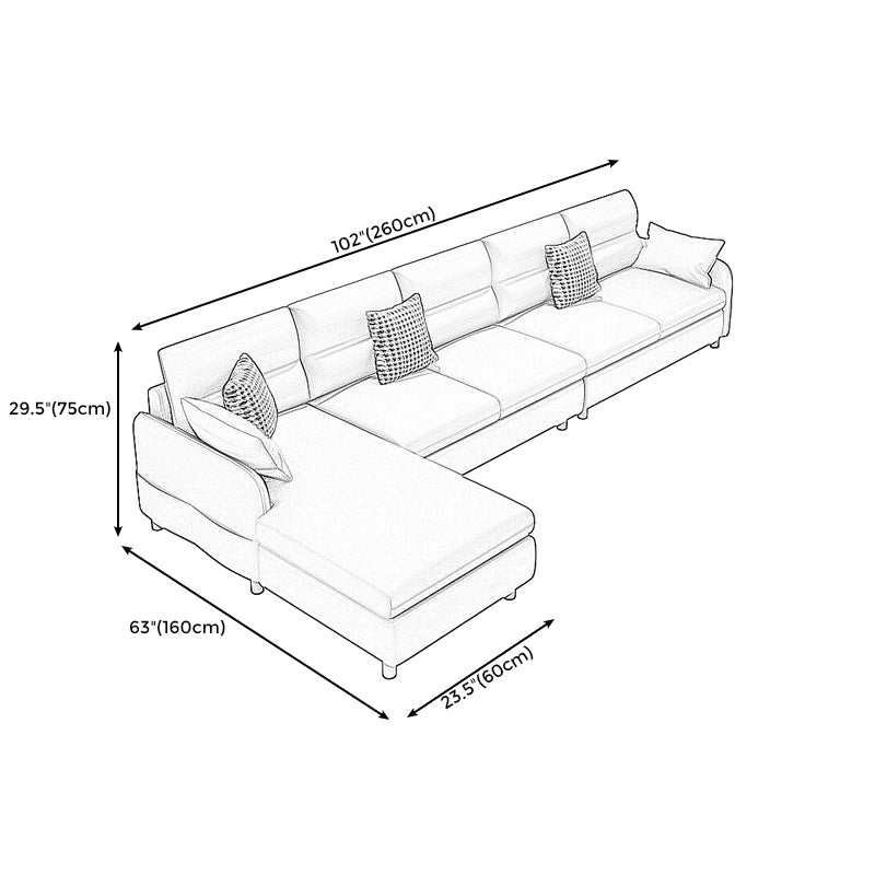 102.36" D x 62.99" W x 29.52" H Stain Resistant Faux Leather Square Arm Sofa Clearhalo 'furn' 'furn_sectionals' 'Furniture' 'furniture_sectionals' 'kitchen' 'kitchen_sectionals' 'Living Room Furniture' 'Sectionals' 4774439