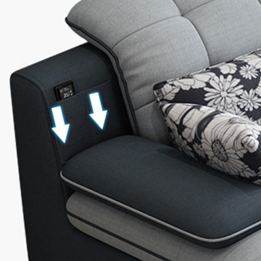 Modern Pillow Top Arm Sofa with Storage Bag Adjustable Backrest Sofa for Living Room Clearhalo 'furn' 'furn_sectionals' 'Furniture' 'furniture_sectionals' 'kitchen' 'kitchen_sectionals' 'Living Room Furniture' 'Sectionals' 4774462